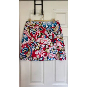 LulaKate Women’s Size 10 Multicolor Floral Vibrant Midi Lined Skirt‎